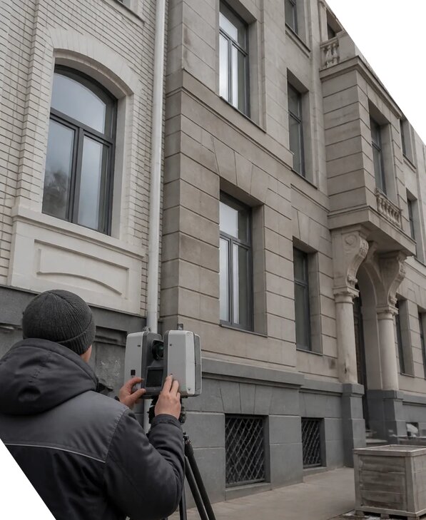 Лазерное сканирование фасадов зданий для обследования в Ельце